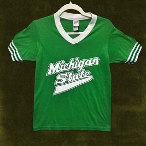 VINTAGE 1980s Michigan State Spartans Ringer Tee - Modern XS/S
